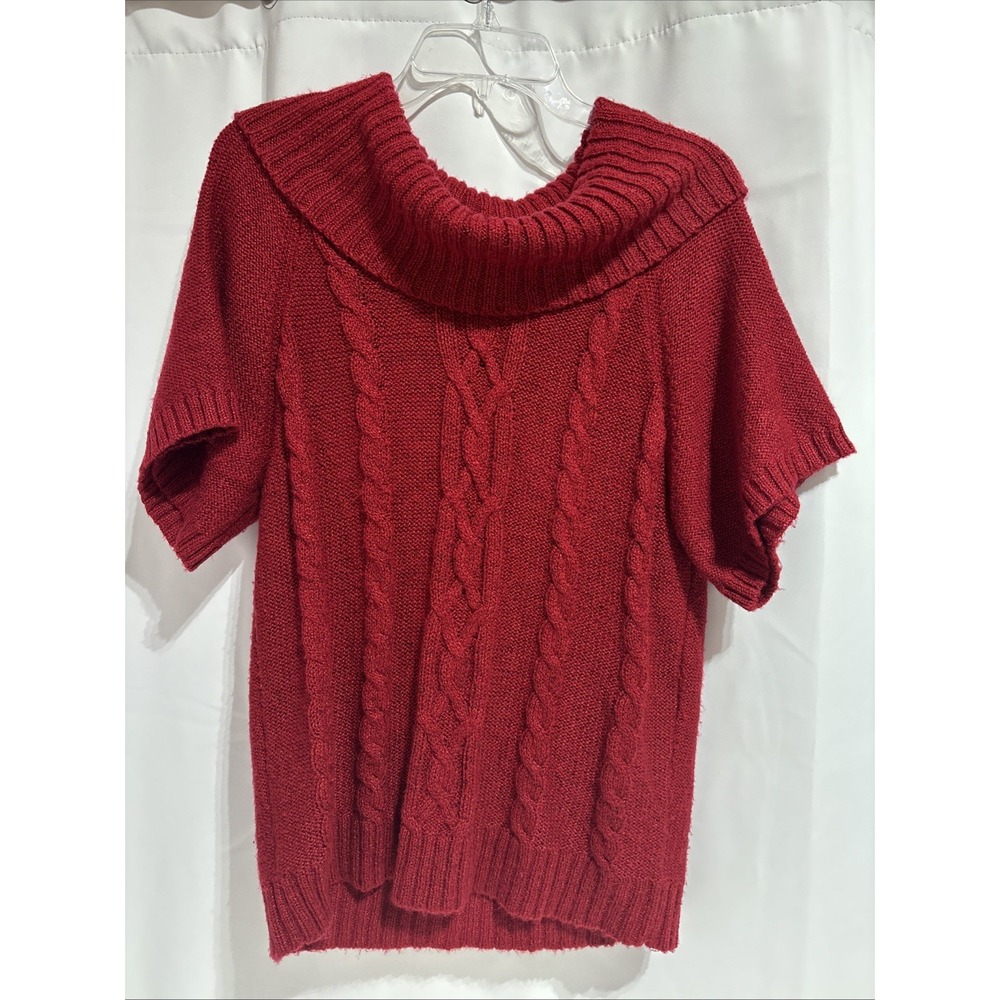 DressBarn Women Red Pullover Sweater W/Turtle Neck Collar Size L